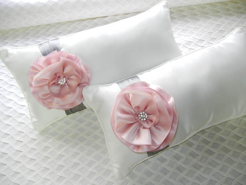 Metallic & Pink Flower Kneeling Pillow (Set of 2)